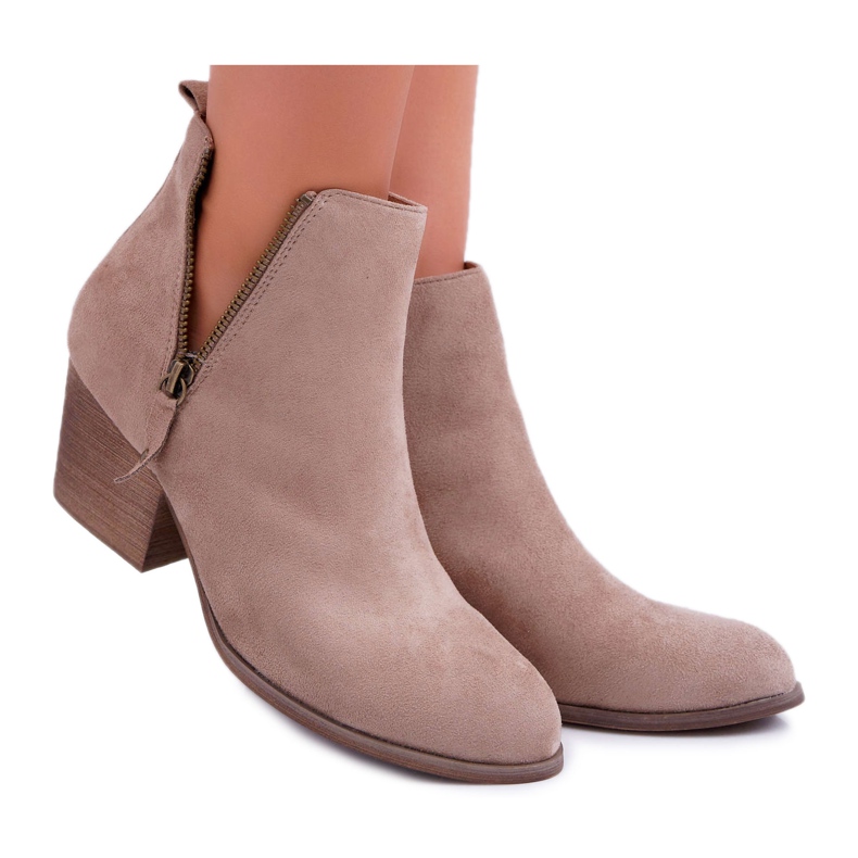 Bellucci Damenstiefel mit hohem Absatz Wildleder Beige Farre