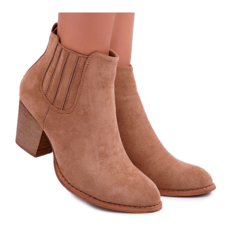 FRID Damenstiefel mit hohem Absatz Wildleder Beige Gomen