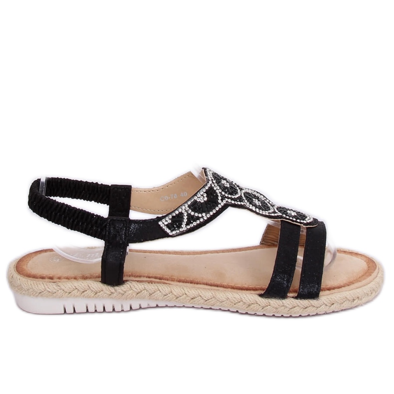Schwarze Espadrilles-Sandalen CO-78 Schwarz