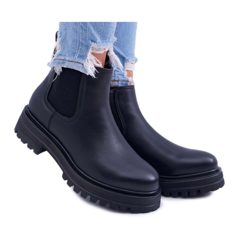 SEA Damenstiefel mit flachem Absatz Warm Black Orion schwarz