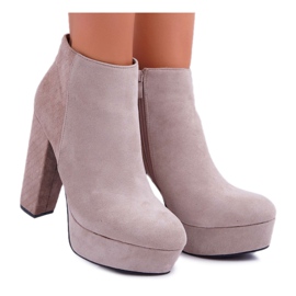 FW1 Damenstiefel mit Absatz und Plateau Wildleder Beige Celinne