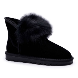 HAN Damen Schneestiefel mit Fell Wildleder Schwarz Memento