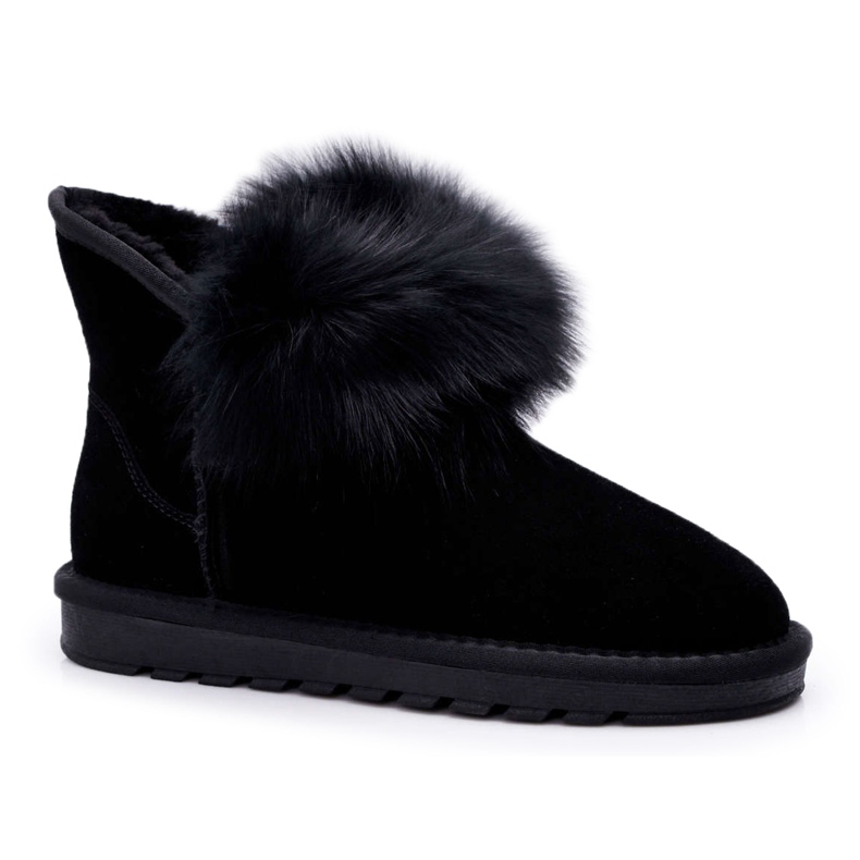 HAN Damen Schneestiefel mit Fell Wildleder Schwarz Memento