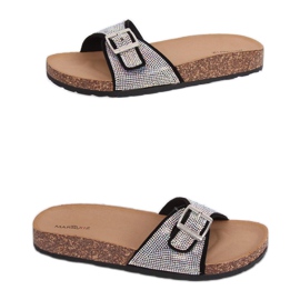 Schwarze Hausschuhe mit Steinen L-1032 Schwarz