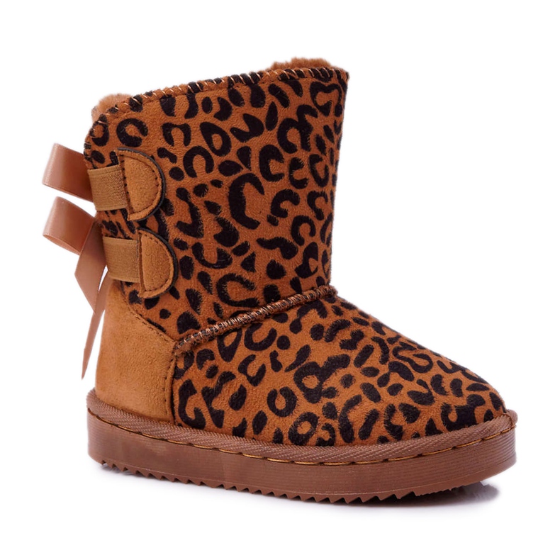 FRROCK Kinder-Schneestiefel mit Fell-Leopard Fiona braun