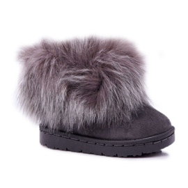 FRROCK Kinder-Schneestiefel mit Fell Grauer kleiner Fuchs