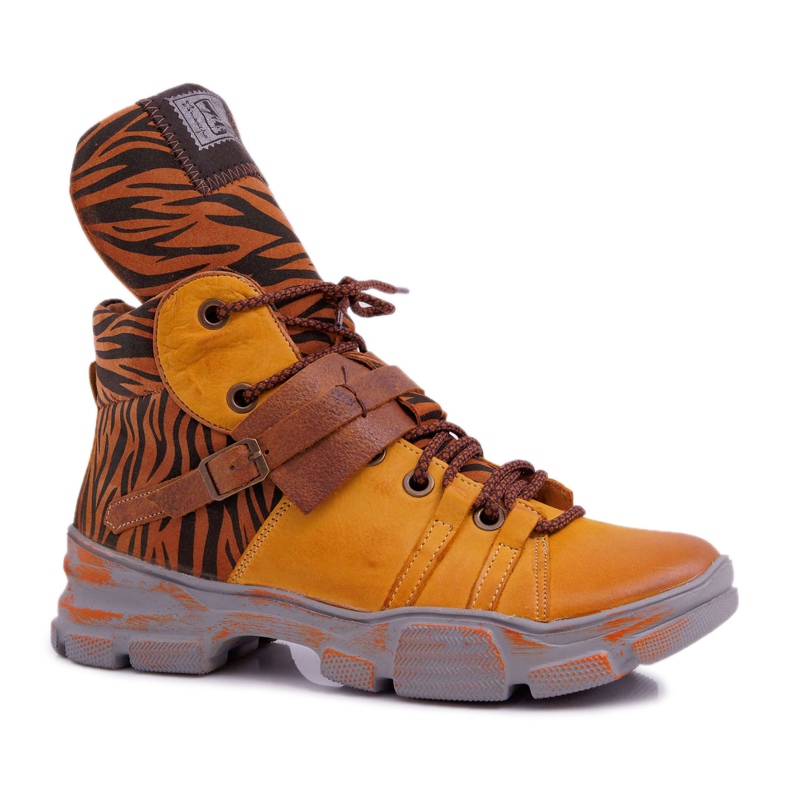 Damenstiefel Leder Maciejka Gelb 04218 braun