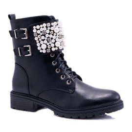 FRID Damenstiefel mit flachem Absatz Military Black Bemmer schwarz