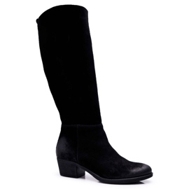 Damen Stiefel Laura Messi 2071 Leder Wildleder Schwarz This Love
