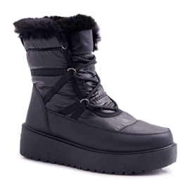 FRGIV Damen Schneestiefel mit Fell Schwarz Calma