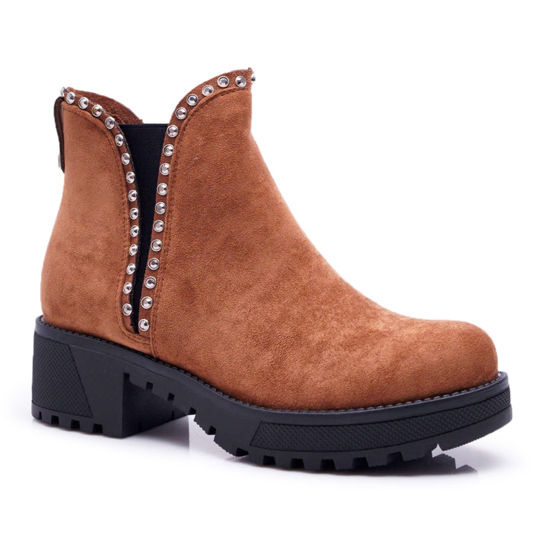 FRBS Damen Chelsea Boots mit Zirkonia Camel Sissy braun