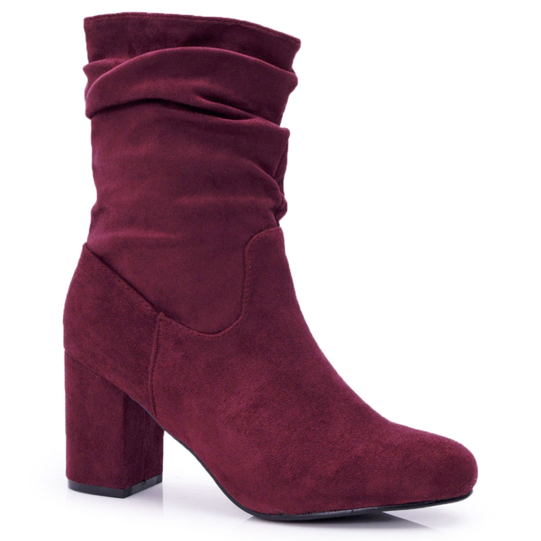 FRJ Damenstiefel mit hohem Absatz Wildleder Burgund Endless rot