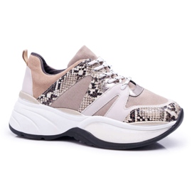 Damen Sportschuhe Beige Schlangenhaut Larey