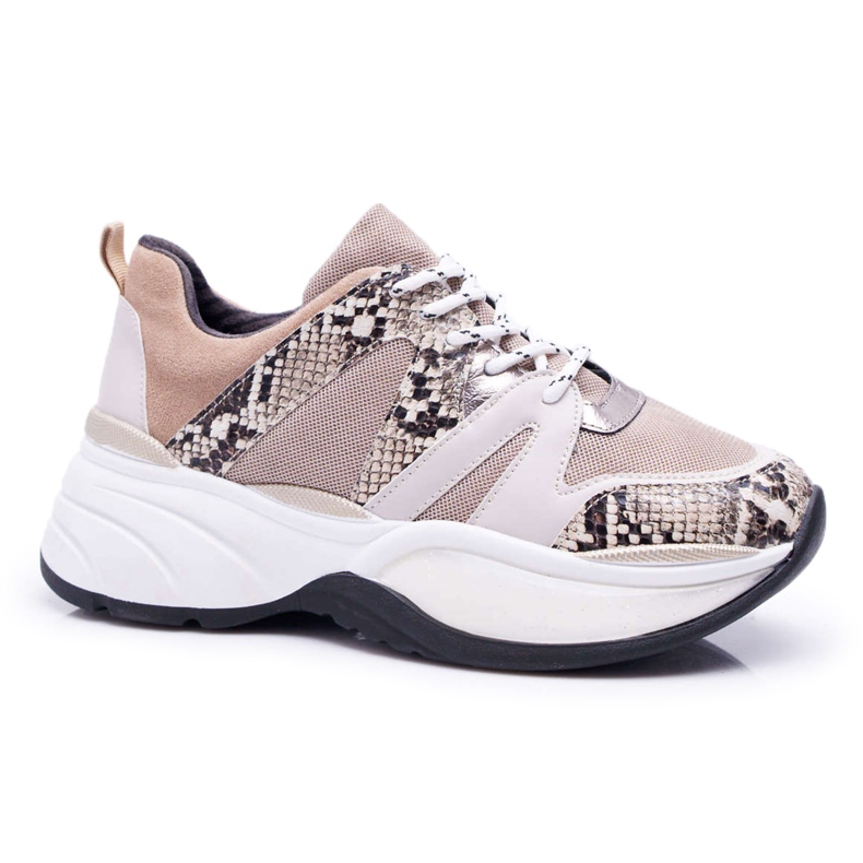 Damen Sportschuhe Beige Schlangenhaut Larey