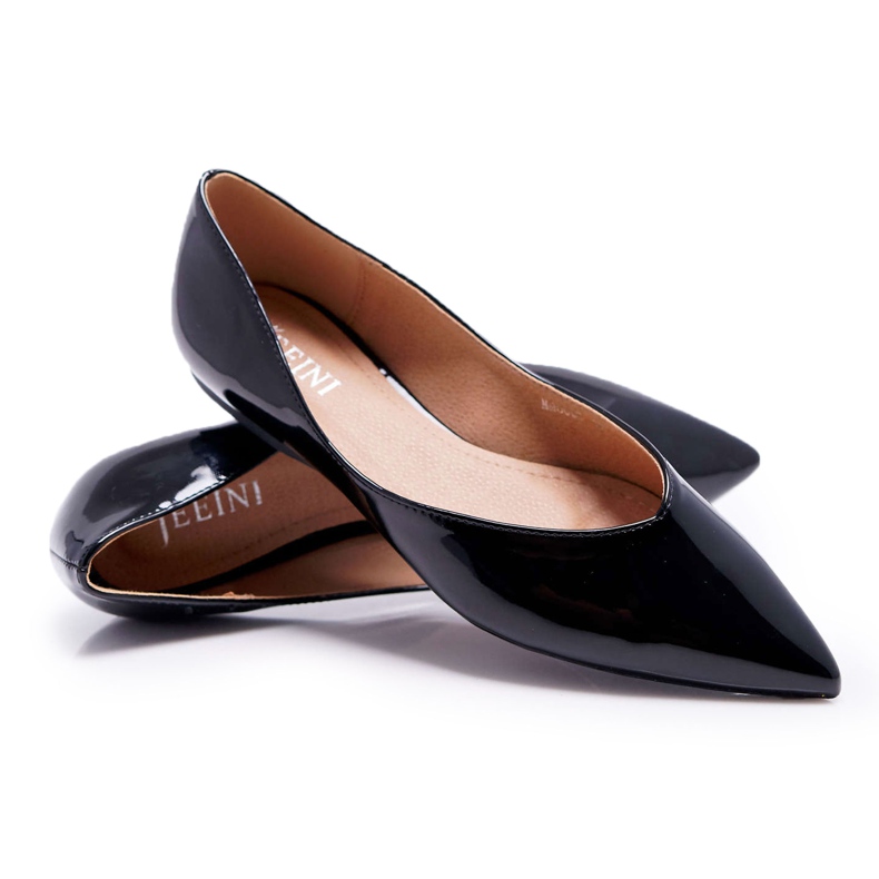 FRJEIN Damen Ballerinas in Spitz Schwarz Lackiert Tell Me