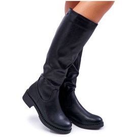 Damen Stiefel mit flachem Absatz Sergio Leone Warm Black KZ280 schwarz