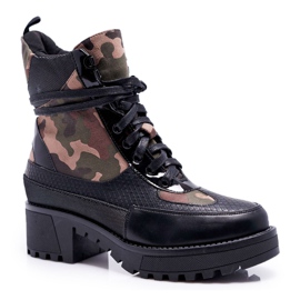 SEA Hohe Stiefel für Damen Schwarz Camo Trapery Nemtere