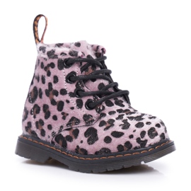 FRROCK Kinderstiefel mit Reißverschluss, rosa Leopardenmuster Lilo mehrfarbig