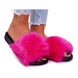 PS1 Damen Hausschuhe mit Fell NiceFur Fuchsia rosa