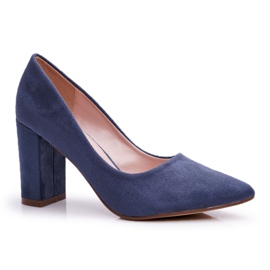 SEA Damen Pumps mit Absatz Wildleder Marineblau Florena
