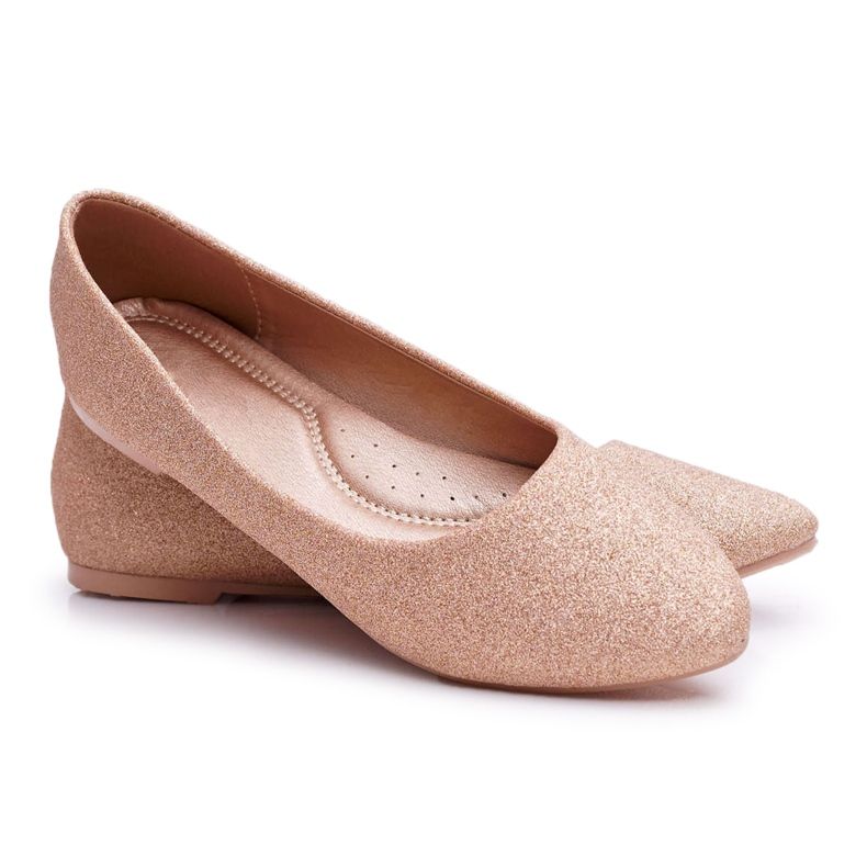 PS1 Damen Ballerinas Glitzer Roségold Fifi golden