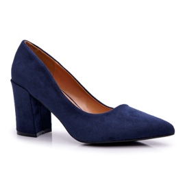 FRJ Damen Pumps mit Absatz Wildleder Marineblau Femmini
