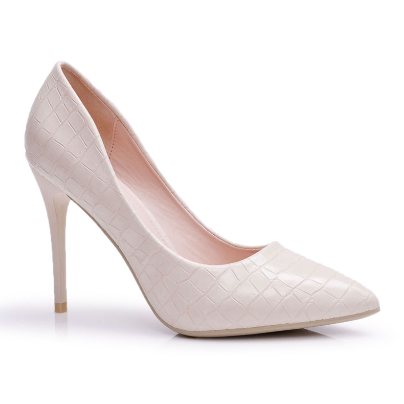 PS1 Damen Stilettos Alligator Print Beige Flop