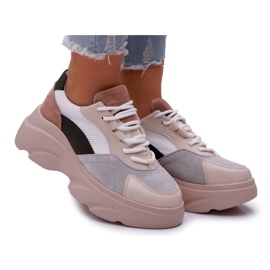 SEA Damen Sportschuhe Dicke Sohle Beige Cardamon