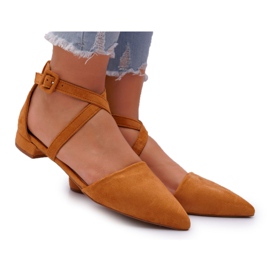 PS1 Damen Wildleder Ballerinas in Spitz Camel Vontare braun