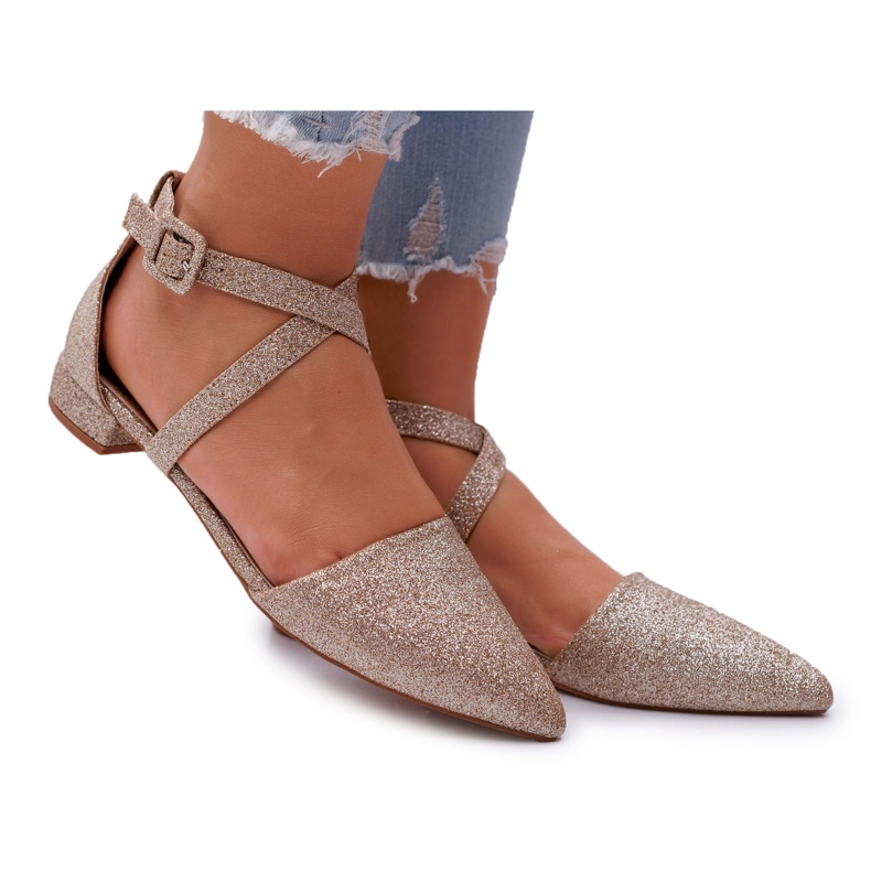 PS1 Damen Glitzer Ballerinas in Spitz Gold Vontare golden