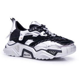 Damen Sportschuhe Big Star von Daniel Lopez Schwarz Silber FF274A527 grau