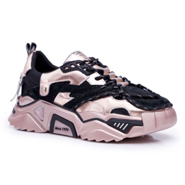 Damen Sportschuhe Big Star von Daniel Lopez Schwarz und Gold FF274A528 gelb