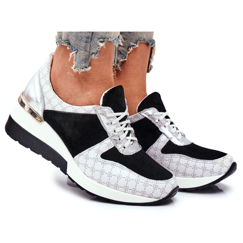 Sportschuhe Damen Leder Sneakers Nicole 2468 Besty weiß schwarz