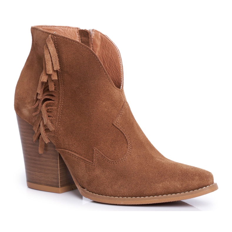 Damen Lederstiefel mit Absatz Laura Messi Camel 2133 braun