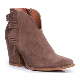Damen Lederstiefel mit Absatz Laura Messi Khaki 2133 braun
