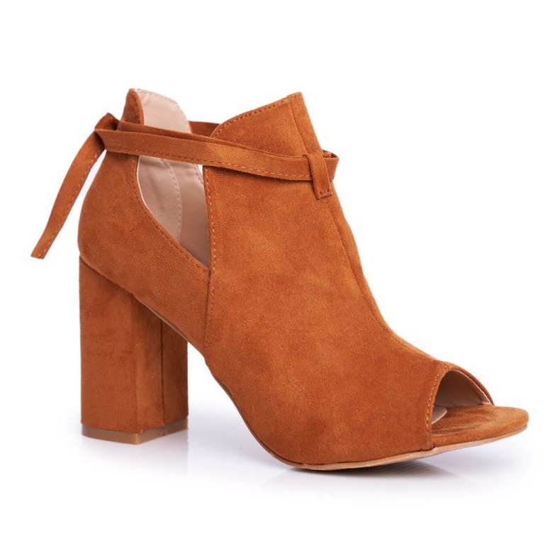 Vinceza Damen Stiefel Sandalen auf einem Absatz Offene Zehen Camel Greys braun gelb