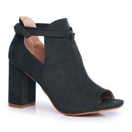 Vinceza Damen Stiefel Sandalen Auf Ferse Offene Zehen Grün Grau