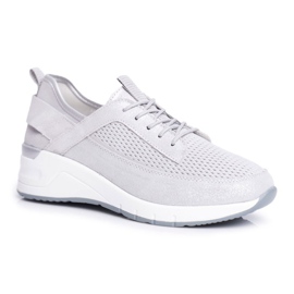 EVE Damen Sportschuhe Leder Silber Love Me grau
