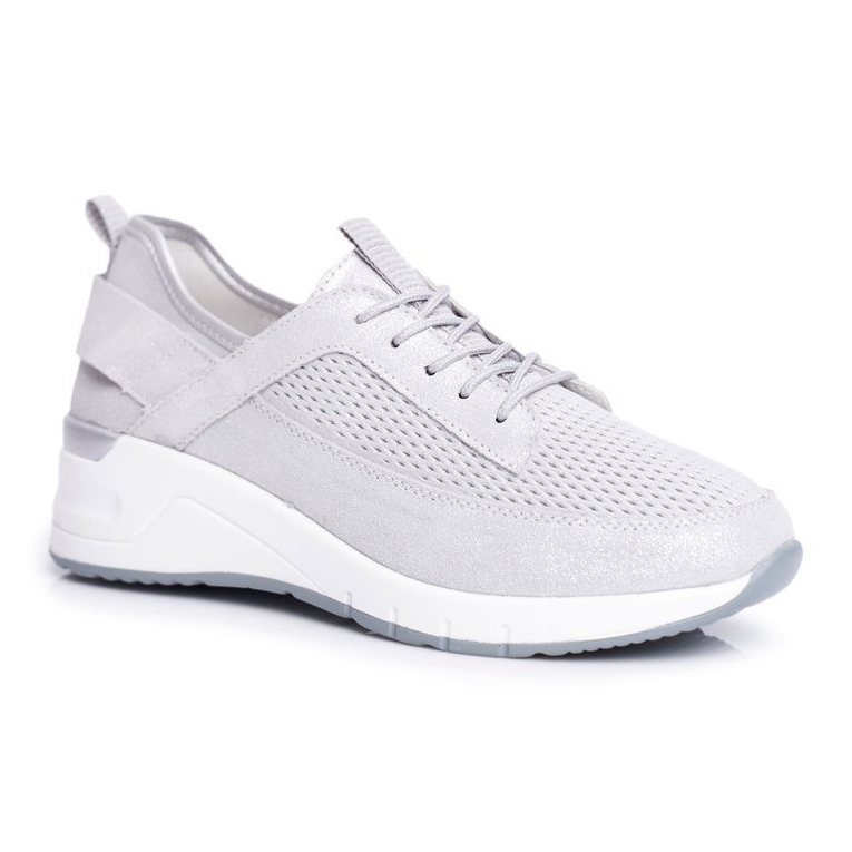 EVE Damen Sportschuhe Leder Silber Love Me grau