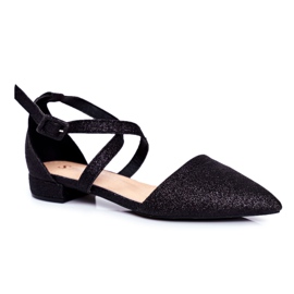 PS1 Damen Glitzer Ballerinas in Spitz Schwarz Vontare