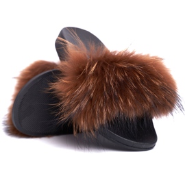 Damen Hausschuhe mit Naturfell Braun Naturis