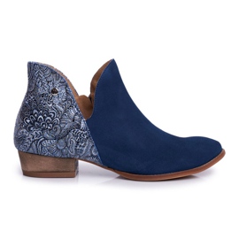 Flache Stiefel für Damen Maciejka Spring Leather Navy Blue 04091-47 marineblau