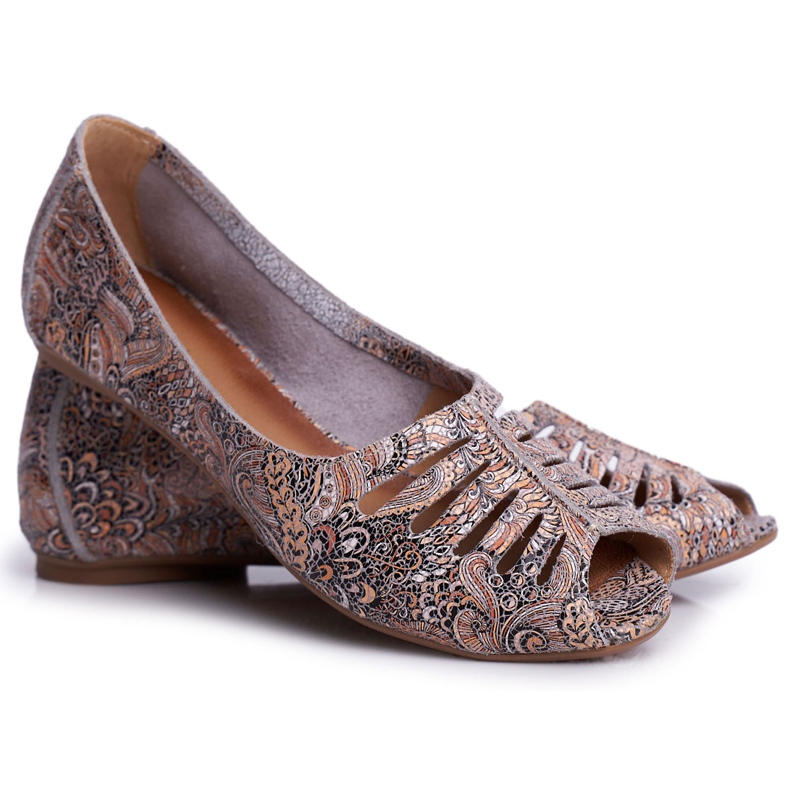 Damen Ballerinas Maciejka Leder Braun mit Mustern 03497-21 mehrfarbig