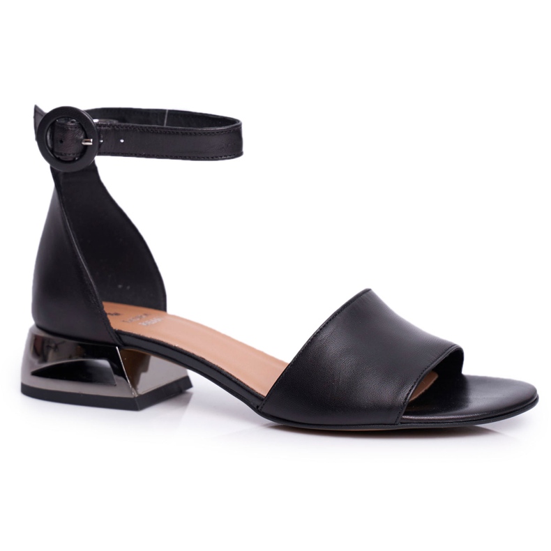 Laura Messi Sandalen 2143 Leder Schwarz Pistacio