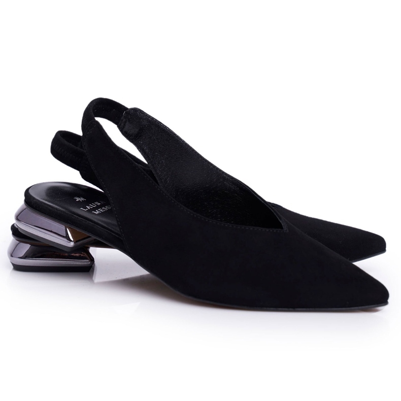 Damen Ballerinas Laura Messi Leder Schwarz 2127