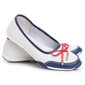 EVE Durchbrochene Ballerinas aus weißem und rotem Leder für Damen Erdola marineblau