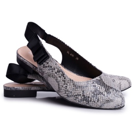 Damen Ballerinas Sergio Leone Grey Snake BL615 Lilon schwarz grau