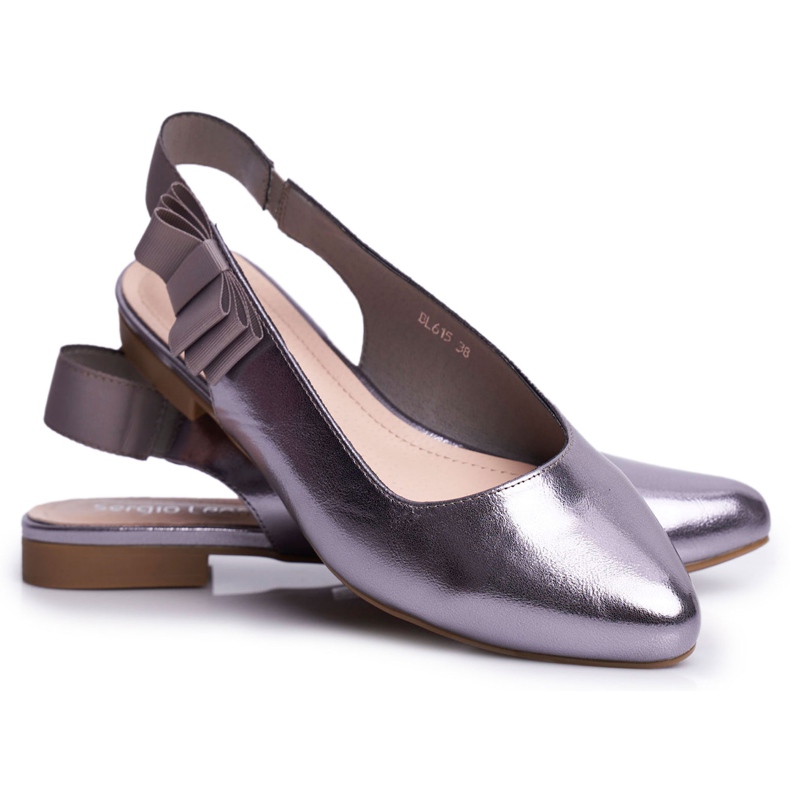 Damen Ballerinas Sergio Leone Silber Metallic BL615 Lilon grau