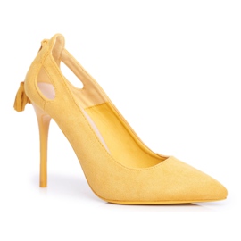 PS1 Damen Stilettos Wildleder mit Spitz Yellow Leven gelb