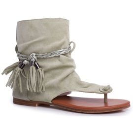 SEA Damen Sandalen Flip-Flops mit Schaft Grün SL1011 Madrit